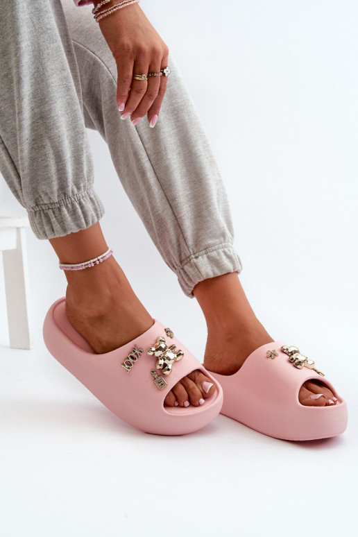Pantuflas mujer Lengwa Pantuflas ligeras con bonitos detalles en color rosa Orchia