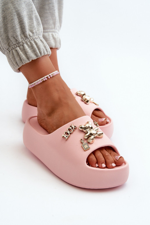 Pantuflas mujer Lengwa Pantuflas ligeras con bonitos detalles en color rosa Orchia