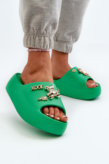 Pantuflas mujer Lengwa Pantuflas ligeras con bonitos detalles en color verde Orchia 2