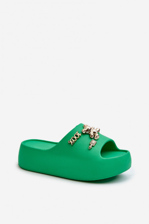 Pantuflas mujer Lengwa Pantuflas ligeras con bonitos detalles en color verde Orchia