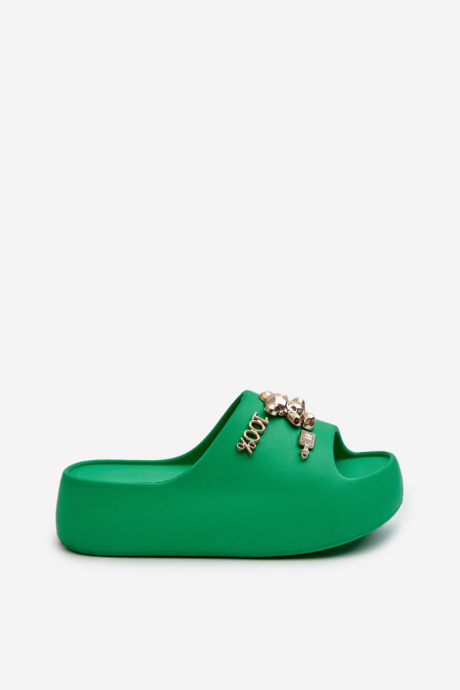 Pantuflas mujer Lengwa Pantuflas ligeras con bonitos detalles en color verde Orchia