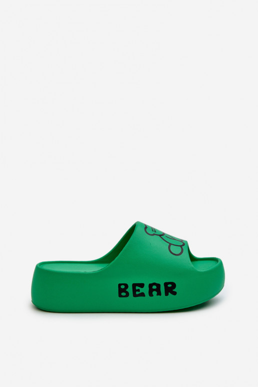 Zapatillas ligeras Zapatillas de mujer con suelas macizas de moda con osito de peluche Color verde Lamira