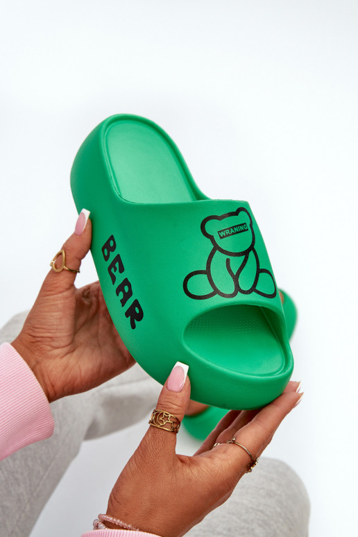 Zapatillas ligeras Zapatillas de mujer con suelas macizas de moda con osito de peluche Color verde Lamira