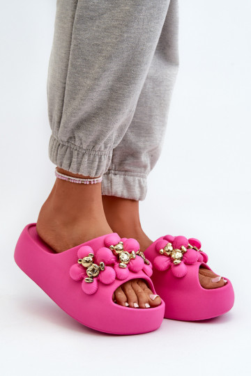 Pantuflas de mujer Pantuflas ligeras con bonitos detalles con suela maciza en rosa Bremavia 2