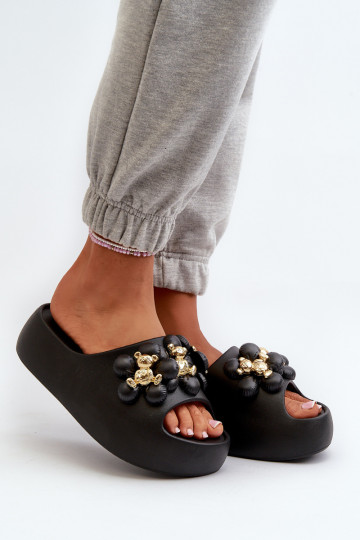 Pantuflas de mujer Pantuflas ligeras con bonitos detalles con suela maciza en negro Bremavia 2