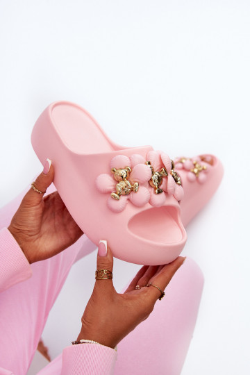 Pantuflas de mujer Pantuflas ligeras con bonitos detalles con suela maciza en rosa Bremavia