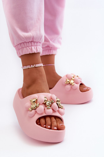 Pantuflas de mujer Pantuflas ligeras con bonitos detalles con suela maciza en rosa Bremavia 2