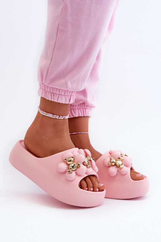 Pantuflas de mujer Pantuflas ligeras con bonitos detalles con suela maciza en rosa Bremavia