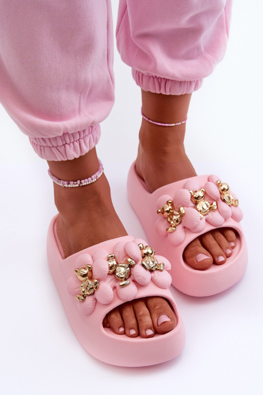 Pantuflas de mujer Pantuflas ligeras con bonitos detalles con suela maciza en rosa Bremavia