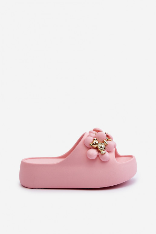 Pantuflas de mujer Pantuflas ligeras con bonitos detalles con suela maciza en rosa Bremavia