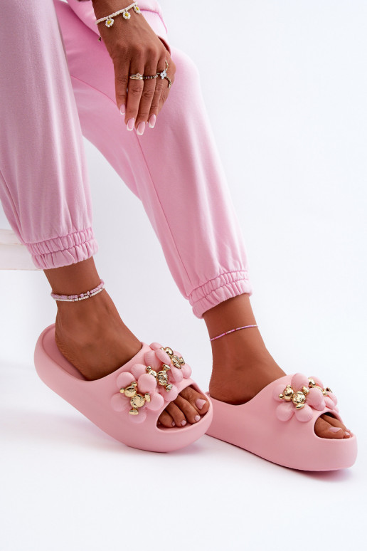 Pantuflas de mujer Pantuflas ligeras con bonitos detalles con suela maciza en rosa Bremavia