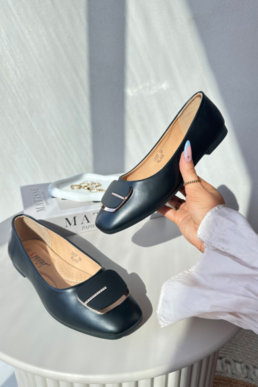 Bailarinas Mujer Piel Ecológica con adornos color negro Edoslli