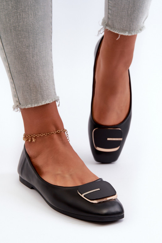 Bailarinas Mujer Piel Ecológica con adornos color negro Edoslli