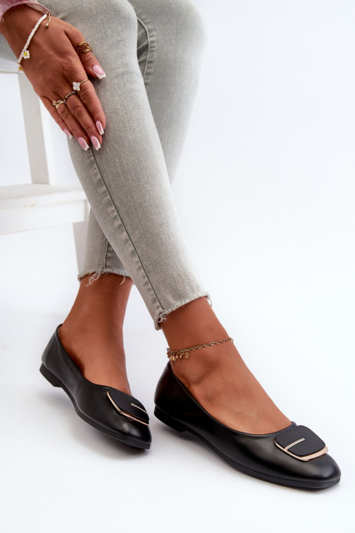 Bailarinas Mujer Piel Ecológica con adornos color negro Edoslli