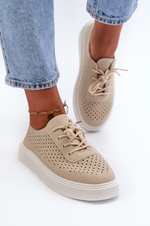zapatos casual con elementos calados modelo Sneakers zapatos con plataforma beige Tanvi zapatos casual con elementos calados modelo Sneakers zapatos con plataforma beige Tanvi