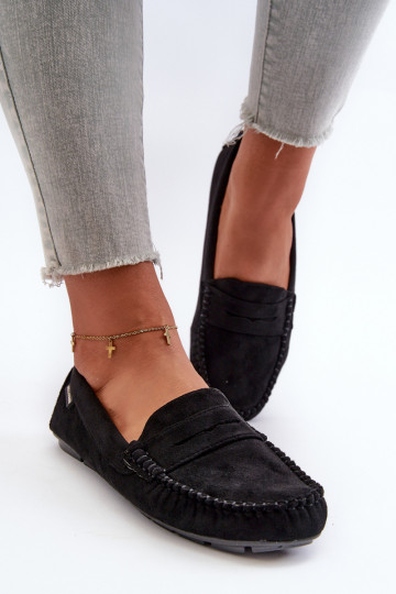 mocasines de mujer Z confeccionados en ecogamuza color negro Rerceria