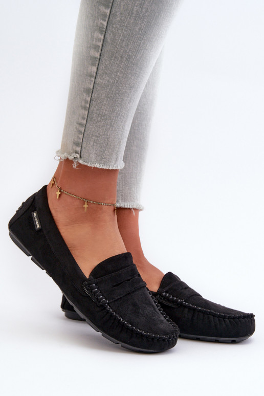 mocasines de mujer Z confeccionados en ecogamuza color negro Rerceria