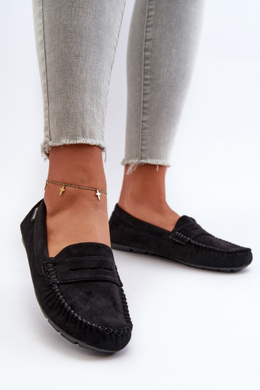 mocasines de mujer Z confeccionados en ecogamuza color negro Rerceria