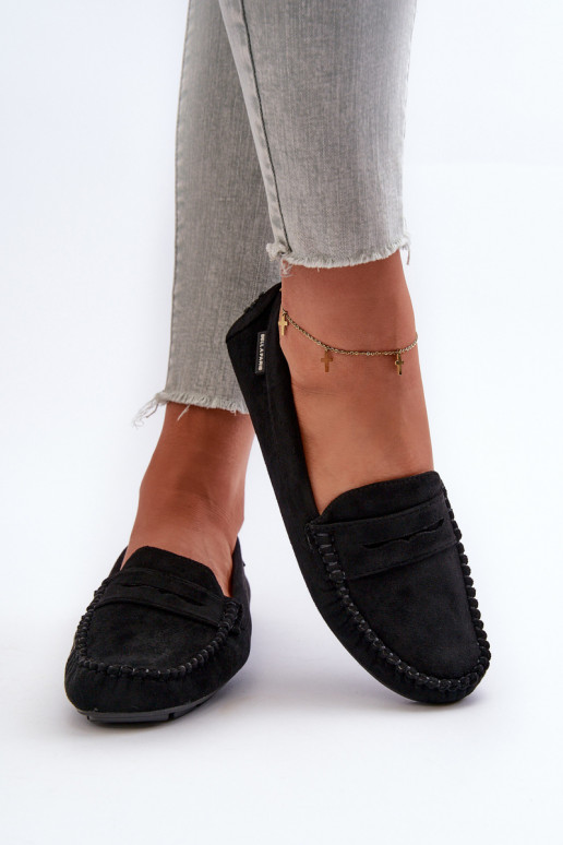 mocasines de mujer Z confeccionados en ecogamuza color negro Rerceria