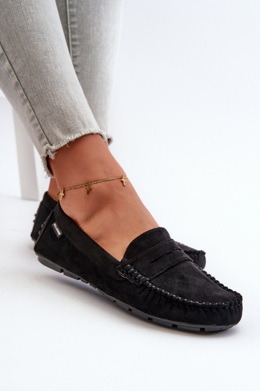 mocasines de mujer Z confeccionados en ecogamuza color negro Rerceria