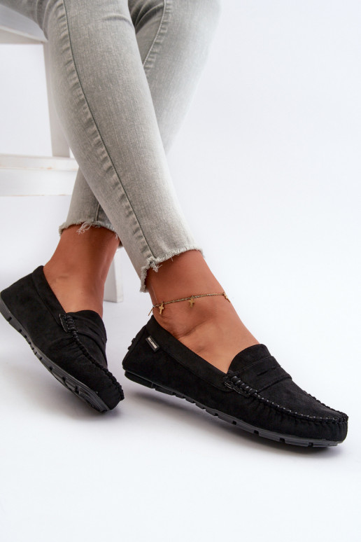 mocasines de mujer Z confeccionados en ecogamuza color negro Rerceria