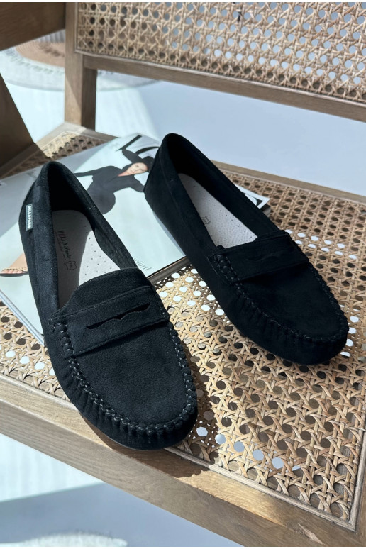 mocasines de mujer Z confeccionados en ecogamuza color negro Rerceria