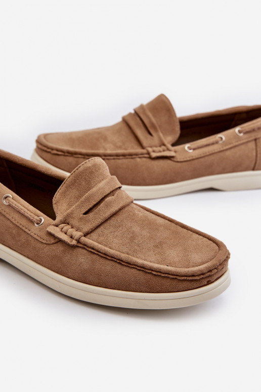 Mocasines de hombre Z en ante ecológico beige Rivanell