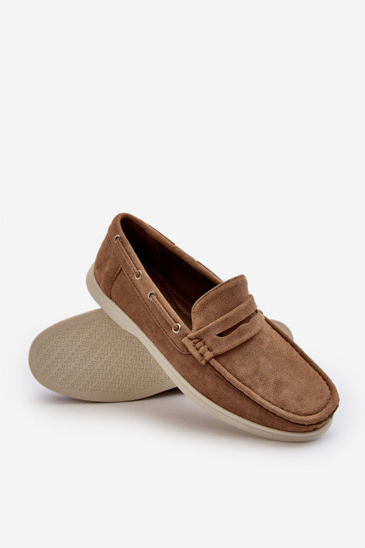 Mocasines de hombre Z en ante ecológico beige Rivanell