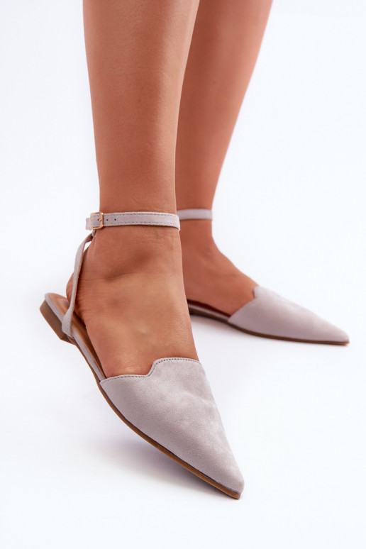 bailarinas con cintas de ante ecológico Z Zapatos de punta gris Ellesara