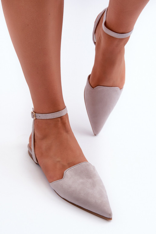 bailarinas con cintas de ante ecológico Z Zapatos de punta gris Ellesara