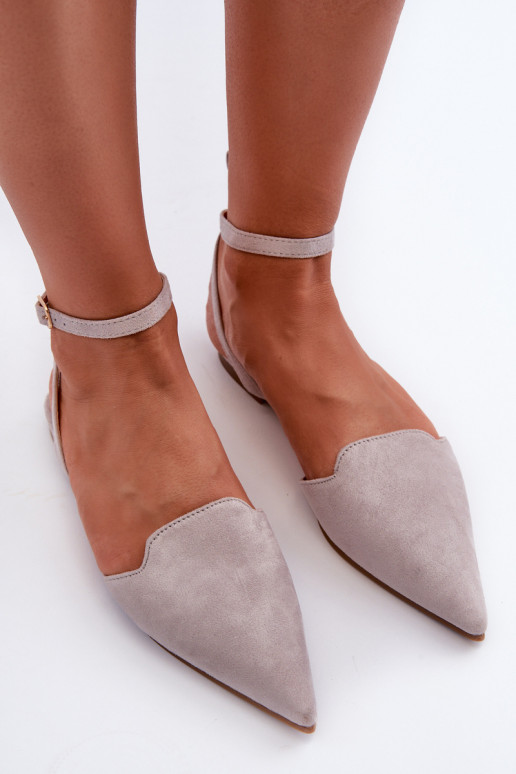 bailarinas con cintas de ante ecológico Z Zapatos de punta gris Ellesara