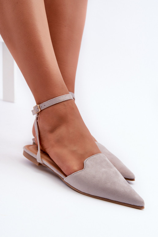 bailarinas con cintas de ante ecológico Z Zapatos de punta gris Ellesara
