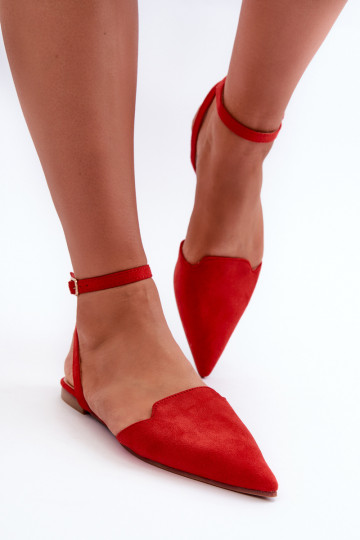 bailarinas con cintas de ante ecológico Z Zapatos de punta rojo Ellesara