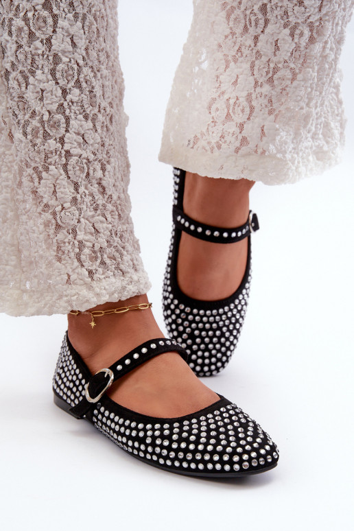 Bailarinas Eko Ante Ozdobio con pedrería en color negro Tinara