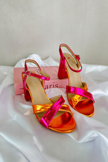 Sandalias de tacón elegante de piel sintética color rosa Abilica 2