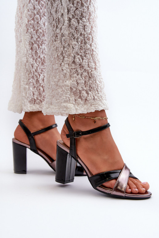 Eko Oda Elegantes sandalias tacón Record color negro Abilica