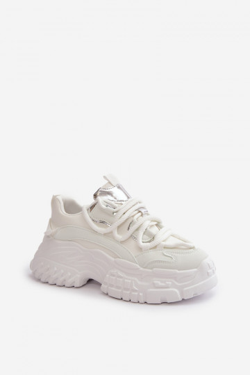 Zapatillas modelo zapatos de mujer con suelas masivas de moda en color blanco Nevela 2