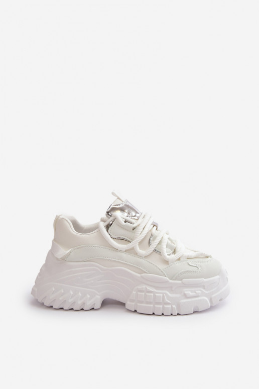Zapatillas modelo zapatos de mujer con suelas masivas de moda en color blanco Nevela