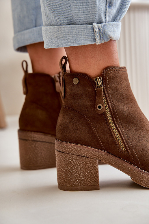 Botas de mujer calefactables Z fabricadas en ante ecológico Velarilla marrón oscuro