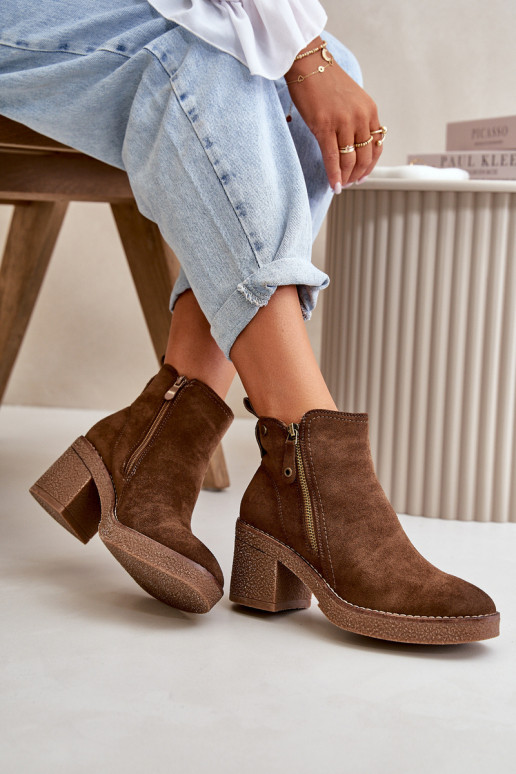 Botas de mujer calefactables Z fabricadas en ante ecológico Velarilla marrón oscuro