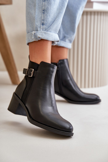 Botas de mujer calentitas con tacón con hebillas en negro Nevillira