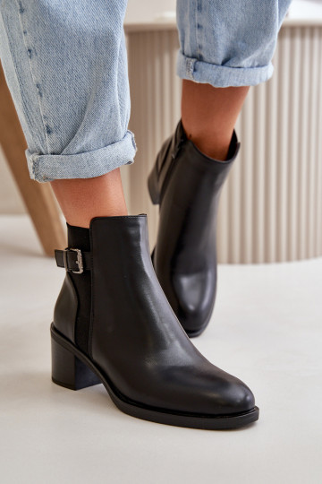 Botas de mujer calentitas con tacón con hebillas en negro Nevillira 2