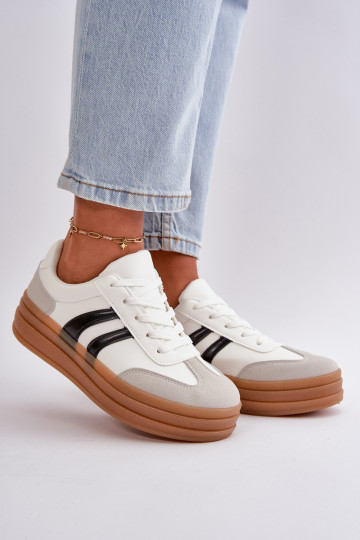 Zapatillas modelo zapatos. Femenino con una plataforma Blanco-color gris Nesonice 2
