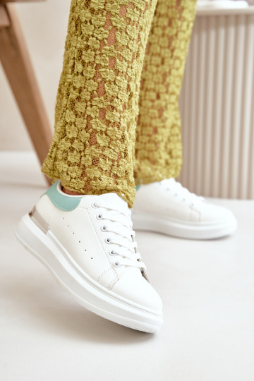 Zapatos bajos con plataforma en ecopiel Color blanco-verde Nevelena