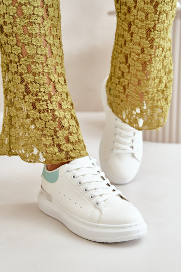 Zapatos bajos con plataforma en ecopiel Color blanco-verde Nevelena 2