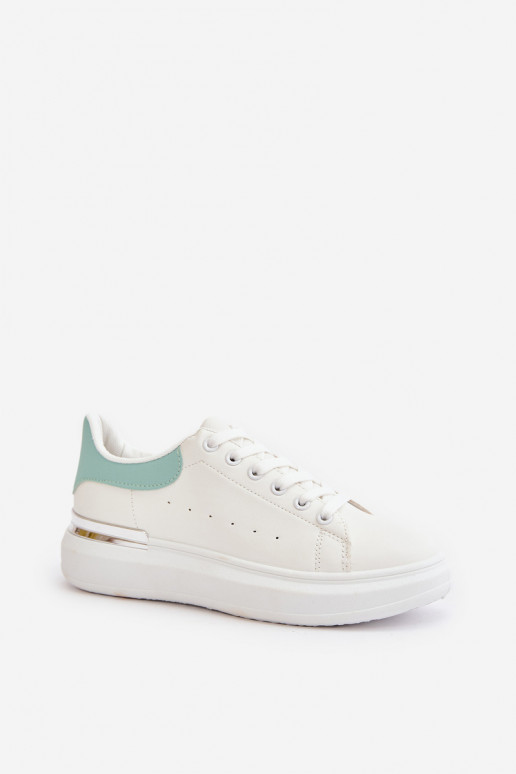 Zapatos bajos con plataforma en ecopiel Color blanco-verde Nevelena