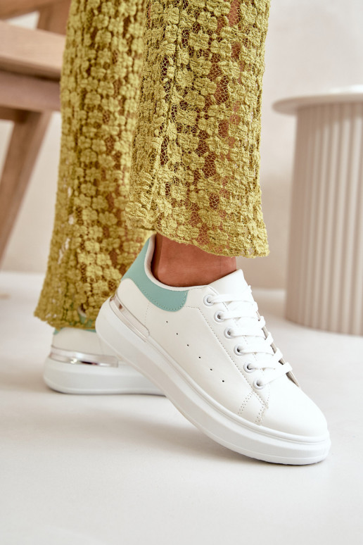 Zapatos bajos con plataforma en ecopiel Color blanco-verde Nevelena