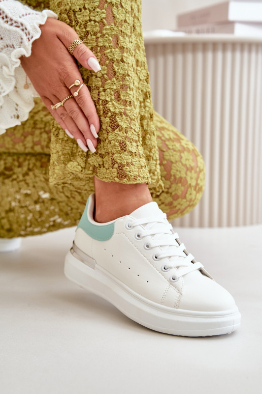 Zapatos bajos con plataforma en ecopiel Color blanco-verde Nevelena