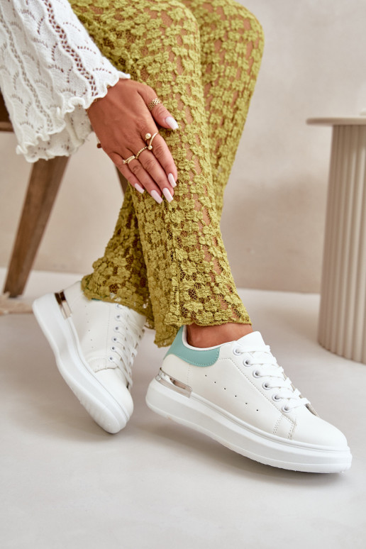 Zapatos bajos con plataforma en ecopiel Color blanco-verde Nevelena