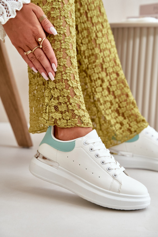 Zapatos bajos con plataforma en ecopiel Color blanco-verde Nevelena